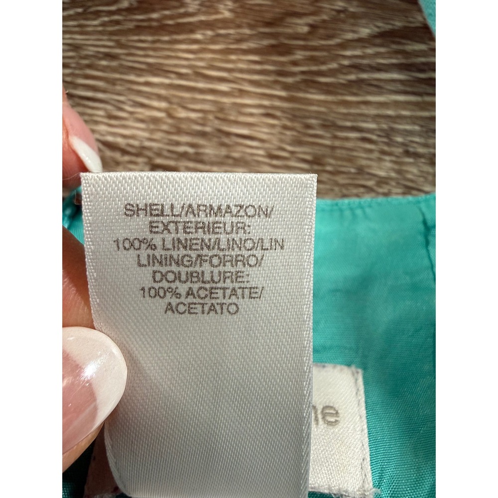Liz Claiborne 100% Linen Turquoise Blue Sheath Dress Contrast Stitch Women Sz: 8 - Picture 5 of 8